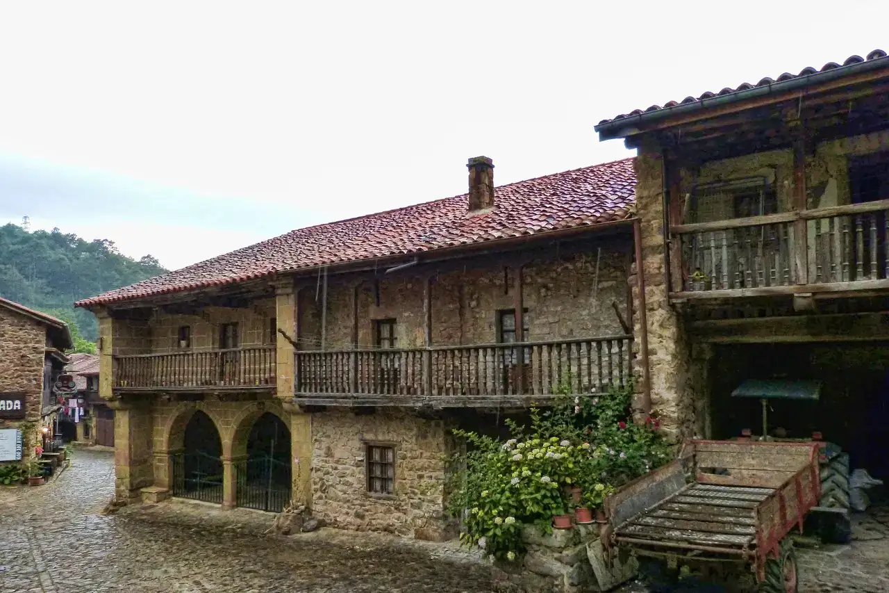 Houses and streets of Barcena Mayor (Cantabria).