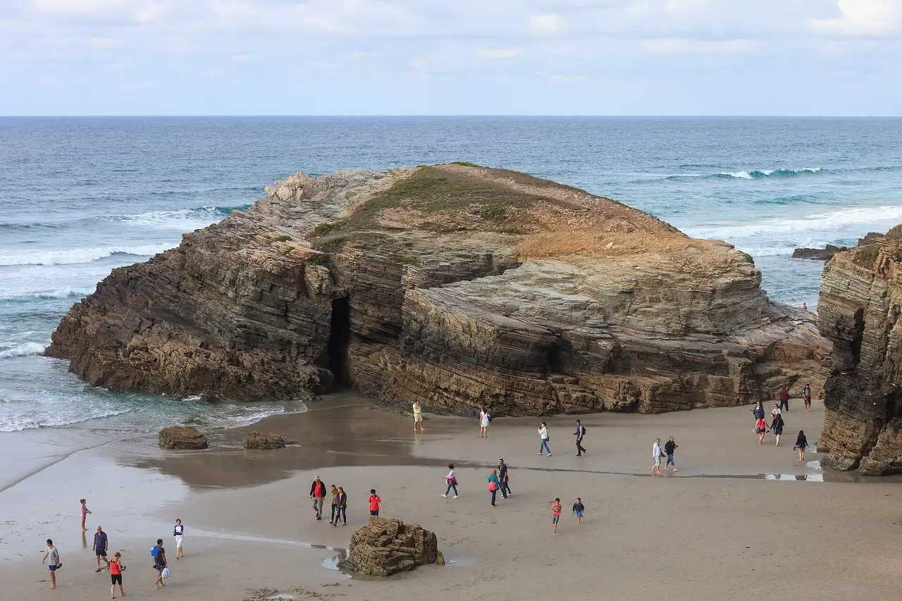 Beach of Augas Santas or beach of the Cathedrals, Devesa, Ribadeo, Galicia (Spain).