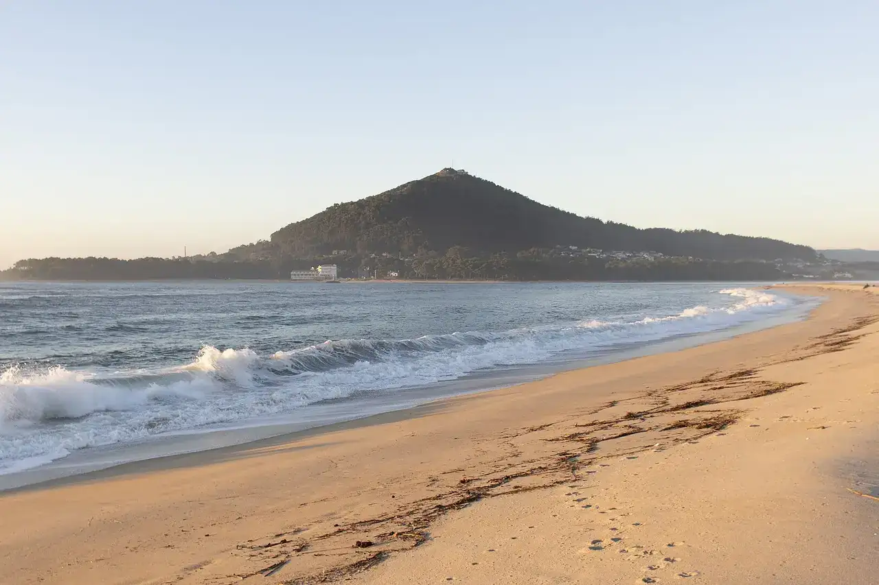 View of Santa Trega hill from Camarido beach, Portugal